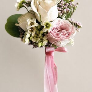 white & pink boutonniere