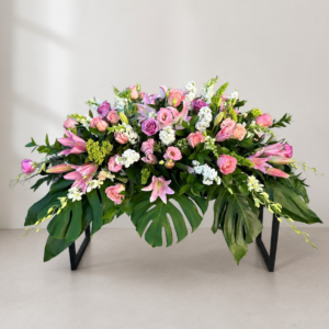 graceful remembrance casket spray 4 ft wide / 2 ft tall