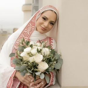 Bridal Flower Bouquet. White Roses & Eucalyptus.
