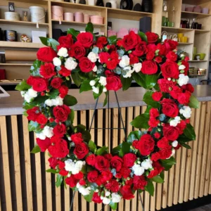 Red Open Heart Funeral Wreath