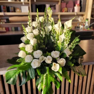 White Calla Lily Funeral Urn Wreath