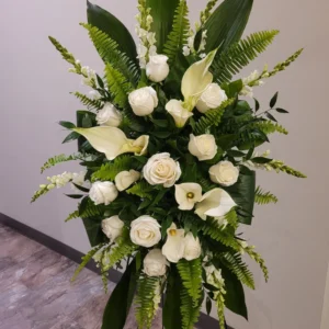 Funeral Spray. White Calla Lily.