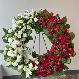 Funeral Wreath. Red & White.