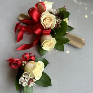 Red Corsage and Boutonier Set
