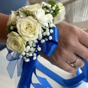 White & Blue Corsage