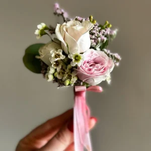 White & Pink Boutonniere