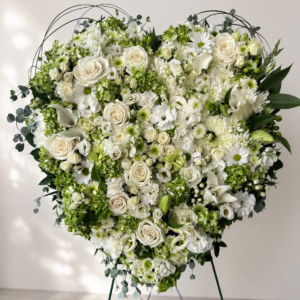 all white funeral heart