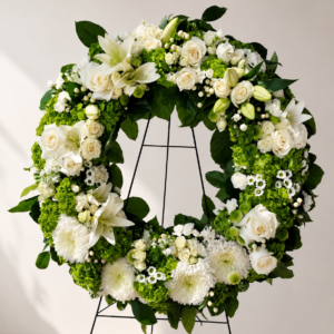 funeral wreath. mix flowers.