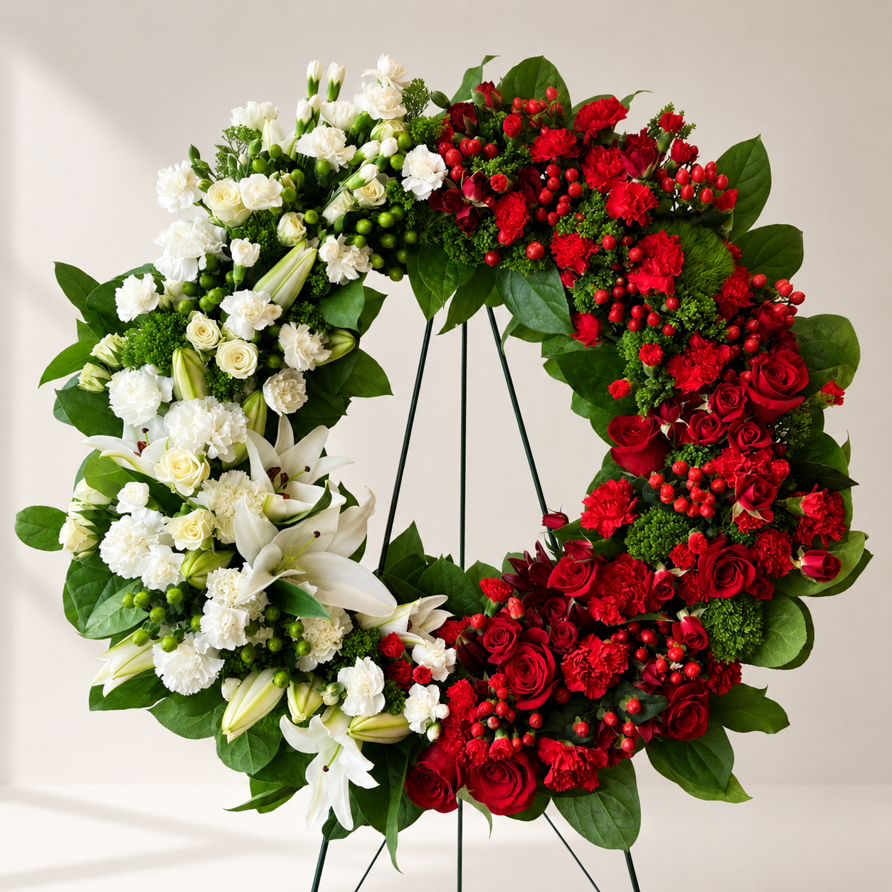 img_5324 half white & half red sympathy wreath