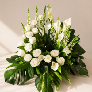 white calla lily funeral urn wreath