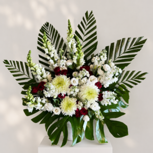 just red and white tribute arrangement