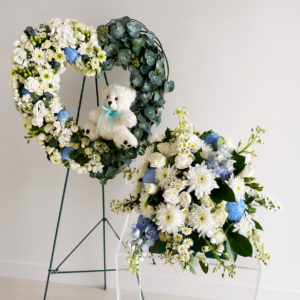 eternal love open heart and casket spray